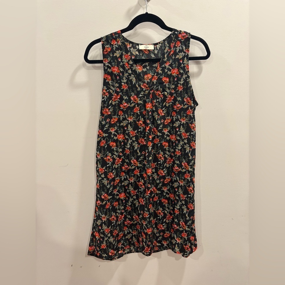 Entro Black Floral V-Neck Dress Size Small